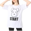 Beyaz Start Baskılı Oversize  Tshirt