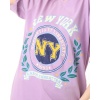 Mor Newyork Baskılı Oversize Tshirt