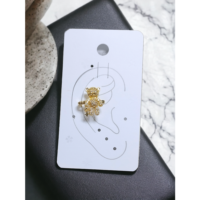 Earcuff Çelik Zirkon Taşlı Teddy Model Altın Renk Kıkırdak Küpe