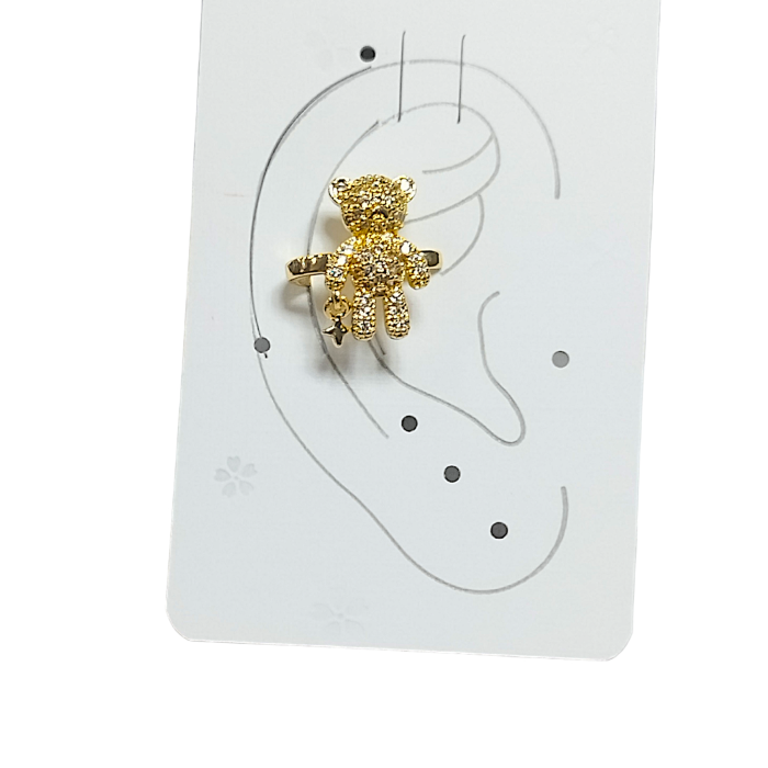 Earcuff Çelik Zirkon Taşlı Teddy Model Altın Renk Kıkırdak Küpe