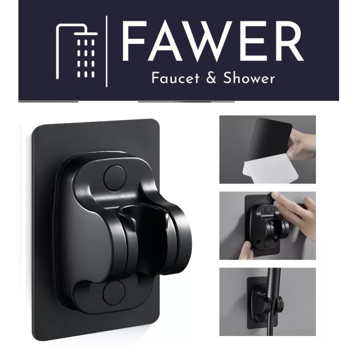 FAWER 5 Fonksiyonlu Siyah Yapışkan Mafsallı Duş Seti Duş Başlığı