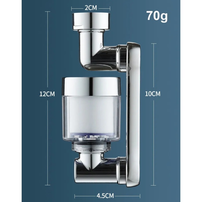 Fawer Arıtmalı 1080 Derece Dönebilen Evrensel Perlatör Musluk Ucu Filtre Musluk Başlığı