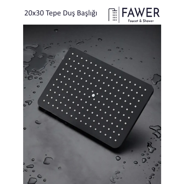 FAWER Faucet & Shower Siyah Robot Tepe Duş Başlığı