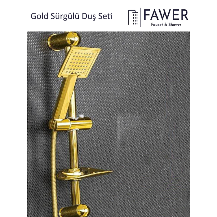 Fawer Gold Sürgülü Duş Seti Duş Başlığı - 410G