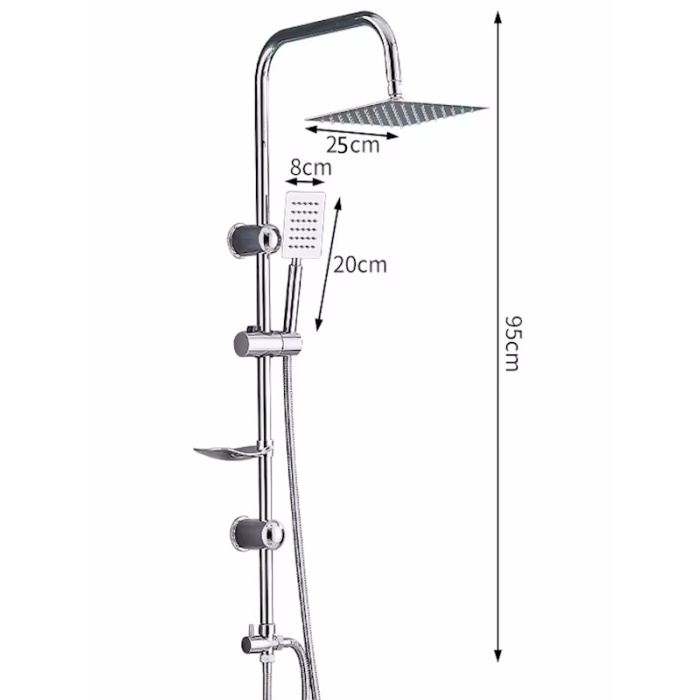 FAWER Faucet & Shower Ful Krom  Yağmurlama Robot Duş Seti - 400M