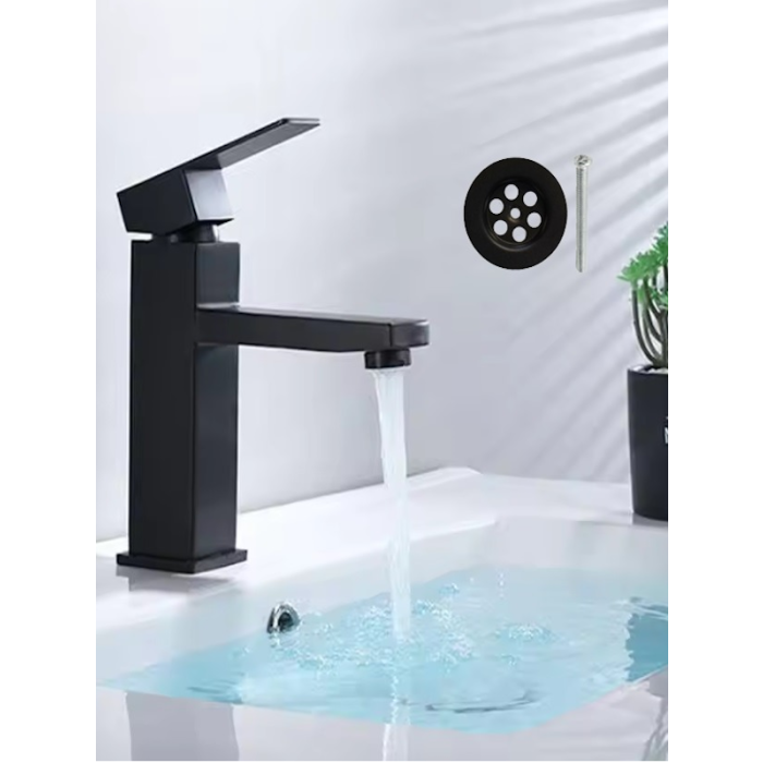 Siyah Lavabo Bataryası ve Siyah Lavabo Süzgeci - 602BS