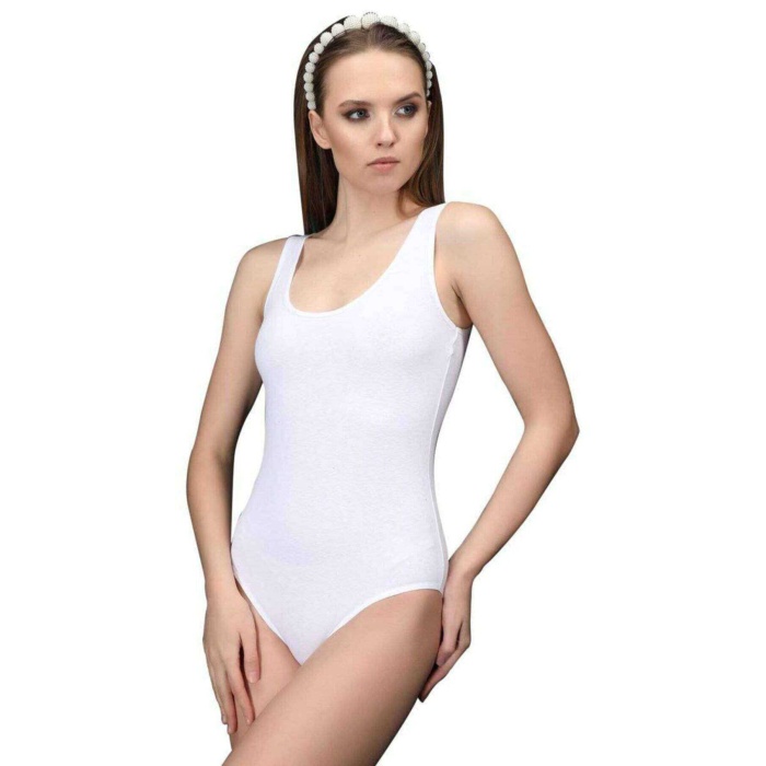 Elit Life Geniş Askılı Kadın Dikişsiz Çıtçıtlı Slip Body Beyaz 878