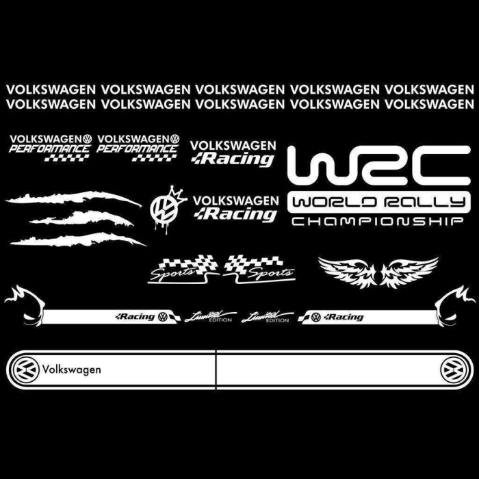 Volkswagen Modifiye Sport Sticker Seti, Volkswagen Etiket Çıkartma Paketi Beden Yok - Beyaz - Ebat Yok - Numara Yok