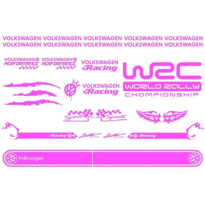 Volkswagen Modifiye Sport Sticker Seti, Volkswagen Etiket Çıkartma Paketi Beden Yok - Pembe - Ebat Yok - Numara Yok