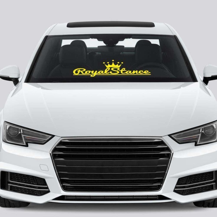 Taçlı Stance Royal Yazılı Sticker, Oto, Araba, Araç, Etiket, Aksesuar, Tuning, Modifiye, Arma Sarı