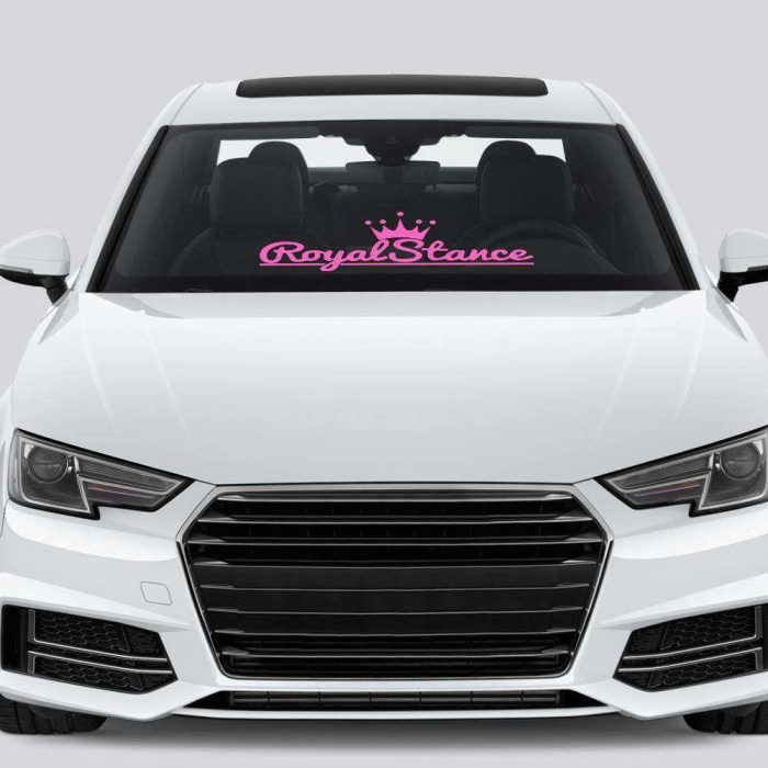 Taçlı Stance Royal Yazılı Sticker, Oto, Araba, Araç, Etiket, Aksesuar, Tuning, Modifiye, Arma Pembe