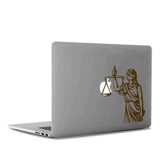 Adalet Simgesi Mac Book Laptop Sticker, Etiket, Çıkartma Kahverengi