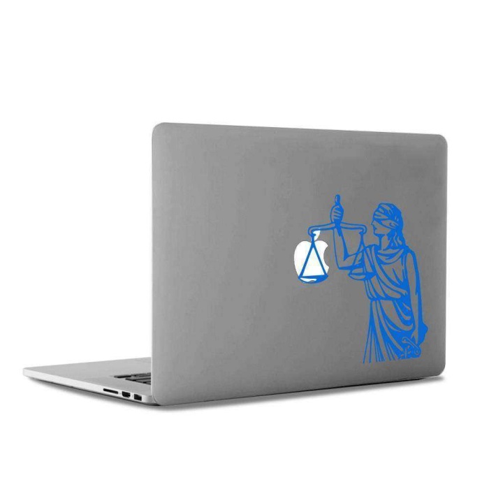 Adalet Simgesi Mac Book Laptop Sticker, Etiket, Çıkartma Mavi