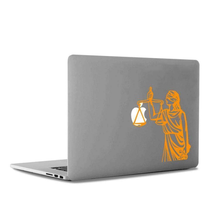 Adalet Simgesi Mac Book Laptop Sticker, Etiket, Çıkartma Turuncu