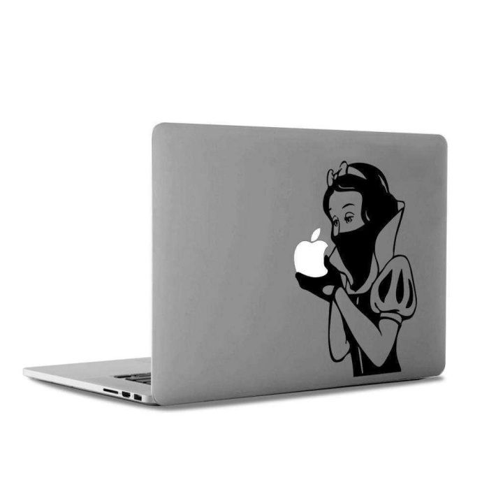 Maskeli Pamuk Prenses Mac Book Laptop Sticker, Etiket, Çıkartma Siyah