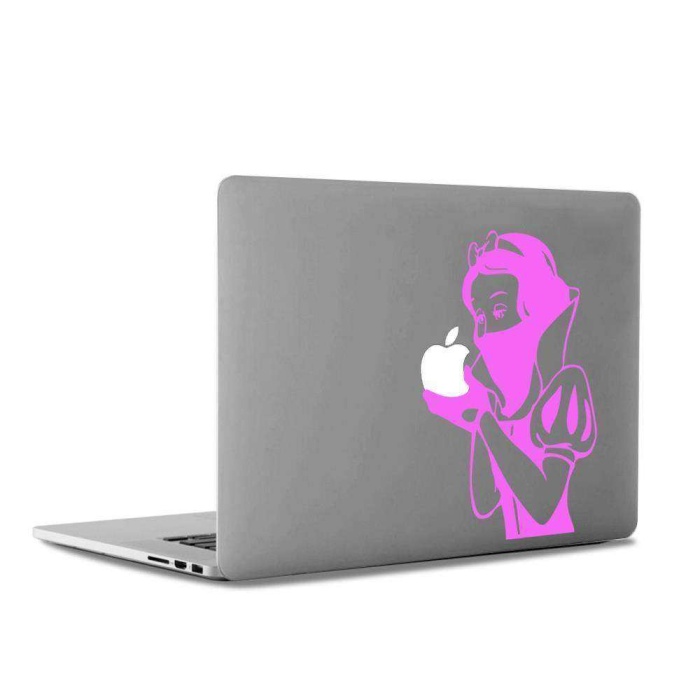 Maskeli Pamuk Prenses Mac Book Laptop Sticker, Etiket, Çıkartma Pembe