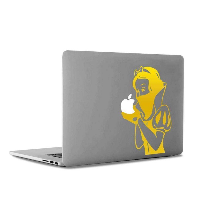 Maskeli Pamuk Prenses Mac Book Laptop Sticker, Etiket, Çıkartma Altın / Dore