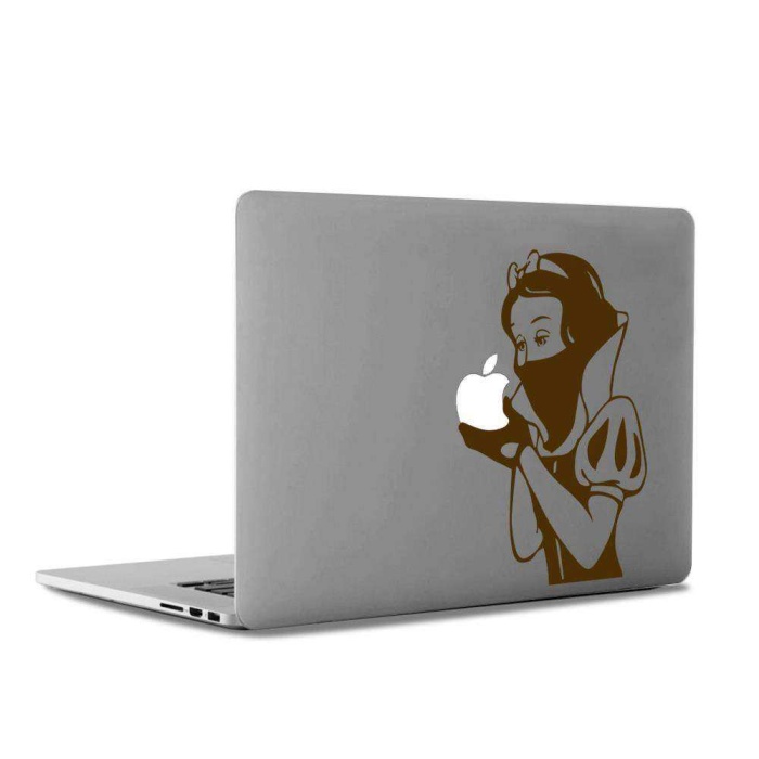 Maskeli Pamuk Prenses Mac Book Laptop Sticker, Etiket, Çıkartma Kahverengi