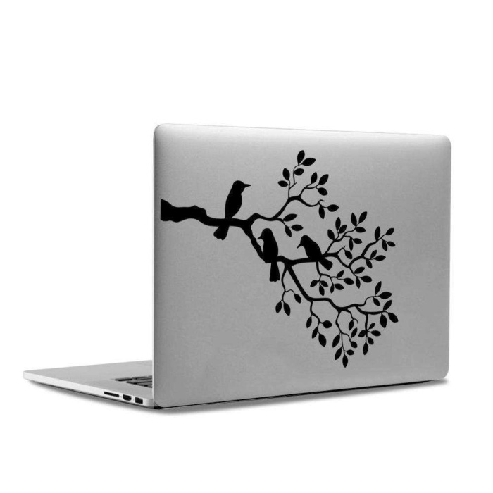 Ağaç Dalındaki Kuşlar Mac Book Laptop Sticker, Etiket, Çıkartma