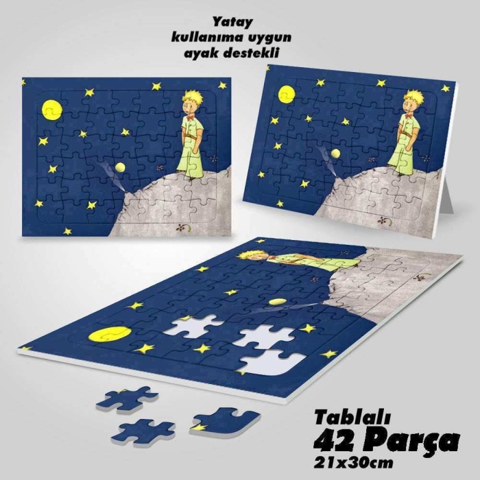 Asil Hobi Küçük Prens Yapboz - Ayak Destekli Laminasyonlu Çerçeveli 42 Parça Puzzle