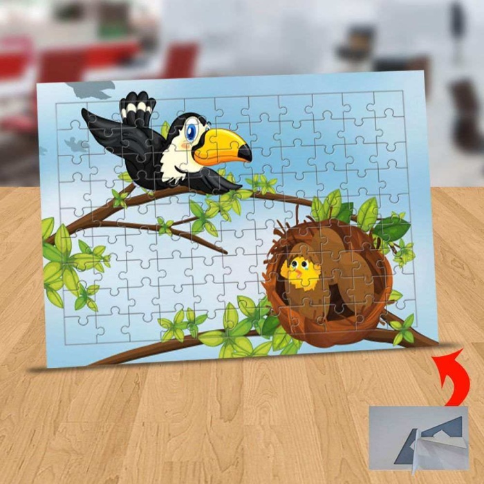 Ağaçtaki Kuş ve Yuvası 99 Parça Puzzle Yapboz Tablo-1308-25027