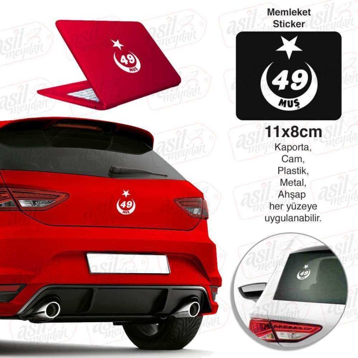 Muş Plaka 49 Ay Yıldız Beyaz Sticker, Araba, Araç, Etiket, Aksesuar, Tuning, Modifiye, Arma