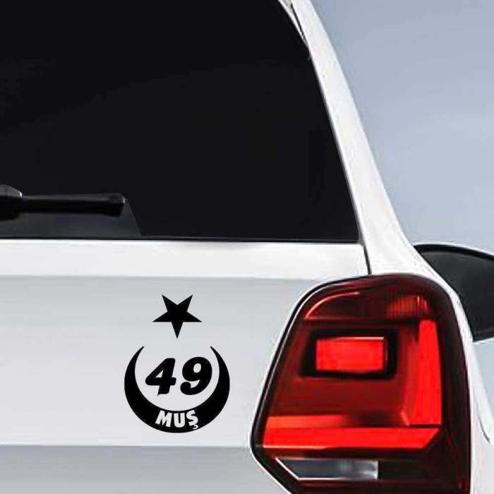 Ay Yıldız Muş Plakası 49 Sticker, Oto, Araba, Araç, Etiket, Aksesuar