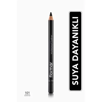 Flormar Mat Bitişli Suya Dayanıklı Göz Kalemi (SİYAH) - Waterproof Eyeliner - 101 Black Ice