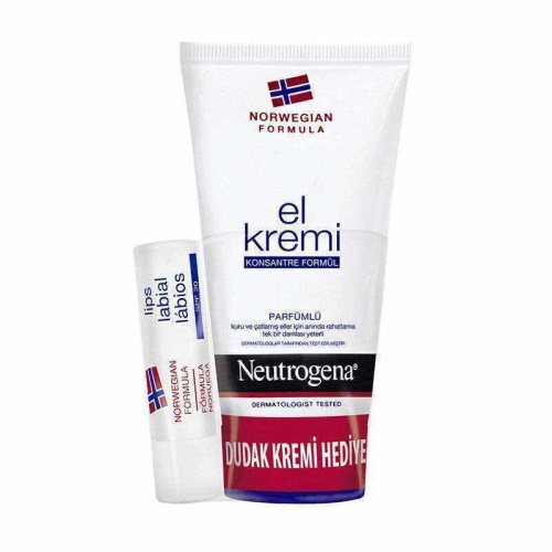 Neutrogena El Kremi 75 ml + Hediye Dudak Nemlendiricisi Seti Parfümlü