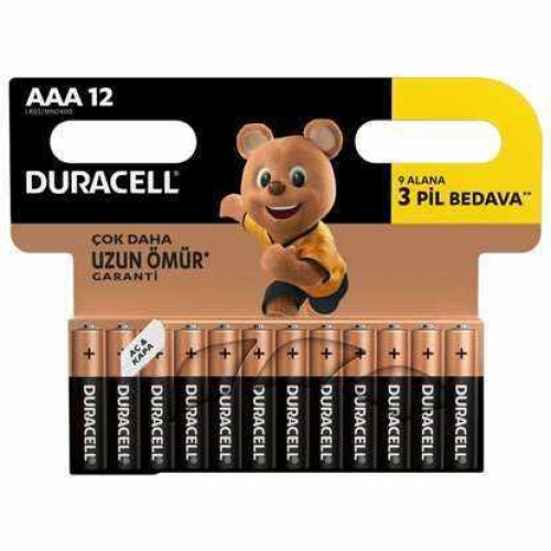 Duracell Ultra Alkalin AAA İnce Kalem Piller 12’li paket