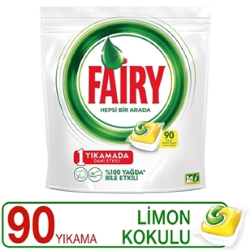 Fairy Hepsi Bir Arada Bulaşık Makinesi Deterjanı Kapsülü 90 Yıkama Limon Kokulu