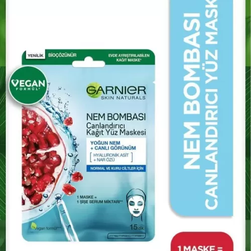 Garnier Nem Bombası Canlandırıcı Kağıt Yüz Maskesi