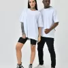 Unisex Basic Bisiklet Yaka Oversize T-Shirt - Beyaz