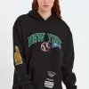 Baskılı Kapüşonlu Sweatshirt - Siyah