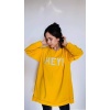 Hey Yazılı Sarı Oversize Kadın Sweatshirt