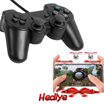 Concord W09 PC Uyumlu Joystick Titresimli + PUBG Oyuncu Nişan Ateş Tetik Çift C-850+PUBG W09 Hediye