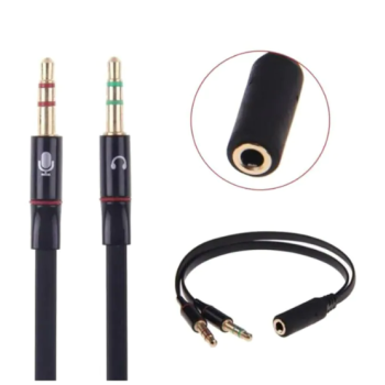 Kulaklık Mikrofon Ayırıcı Y Splitter  2 Erkek 1 Dişi Jack Aux Kablo 2 x 3.5 mm Stereo Kablo