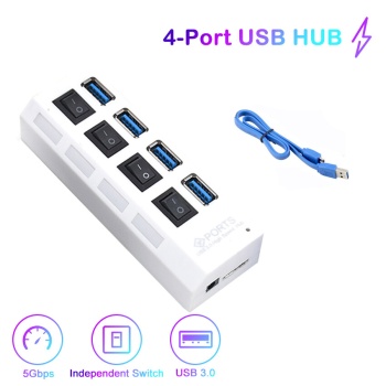 Platoon PL-5708 4 Port Usb 3.0 Çoklayıcı Hub Anahtarlı Işıklı On Off Düğmeli