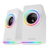 Mikado MD-182 2.0 3W*2 Beyaz RGB Aydınlatmalı USB + 3.5mm USB 5V Speaker Hoparlör