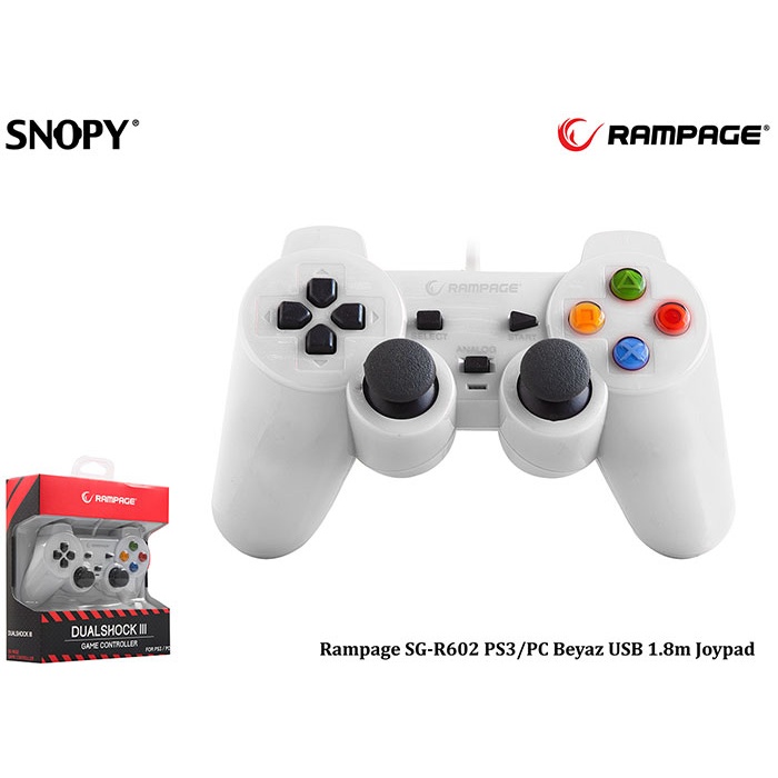 Rampage SG-R602 PS3/PC USB 1.8m Joypad Oyun Kolu Beyaz