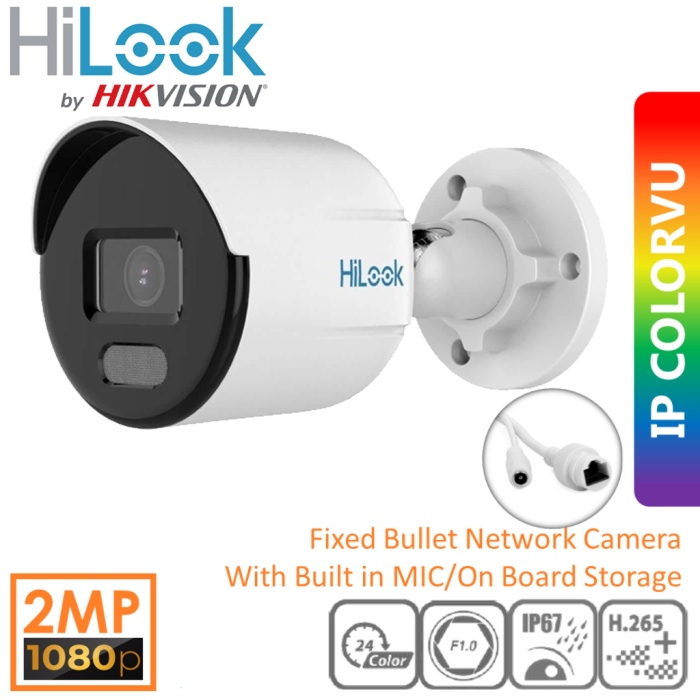 HiLook IPC-B129H Bullet Gece Renkli PoE 2MP IP Network Kamera ColorVu H.265+IP67