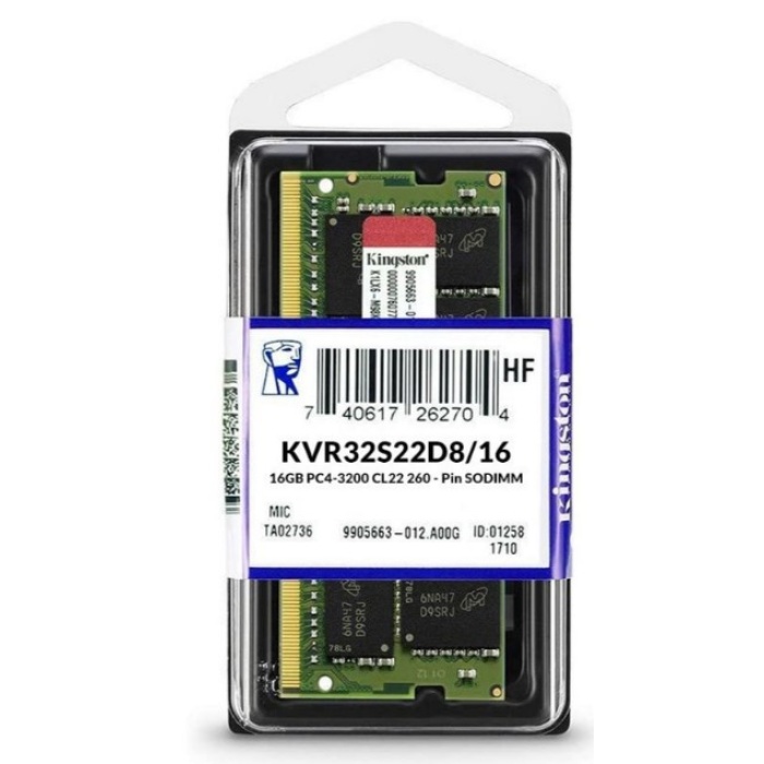 Kingston 16GB DDR4 3200 MHz CL22 Notebook RAM KVR32S22S8/16