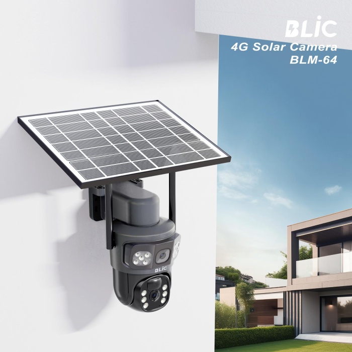 BLİC BLM-64 6MP 4K 4G Sim Kartlı Güneş Panel Dual Lens Solar 10800mAH Alarmlı Mikrofon 360 PTZ Güvenlik Kamera