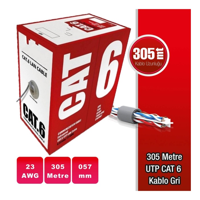 305MT Metre CAT6 23AWG Kablo Ethernet İnternet Network Ağ iP Kamera Kablo