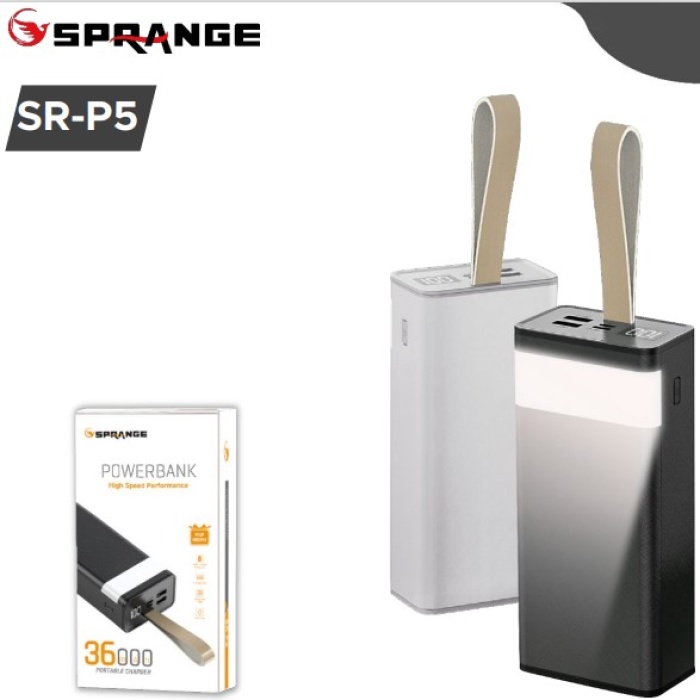 Sprange SR-P5 36000mAh El Fenerli Portable Fast Charger Taşınabilir PowerBank ( Kılıf Hediyeli )