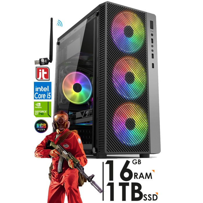 J-TECH G388 i5 2400 3.40Ghz 16GB RAM 1TB SSD 4GB GT730 E.KARTI Oyuncu Bilgisayar Kasası