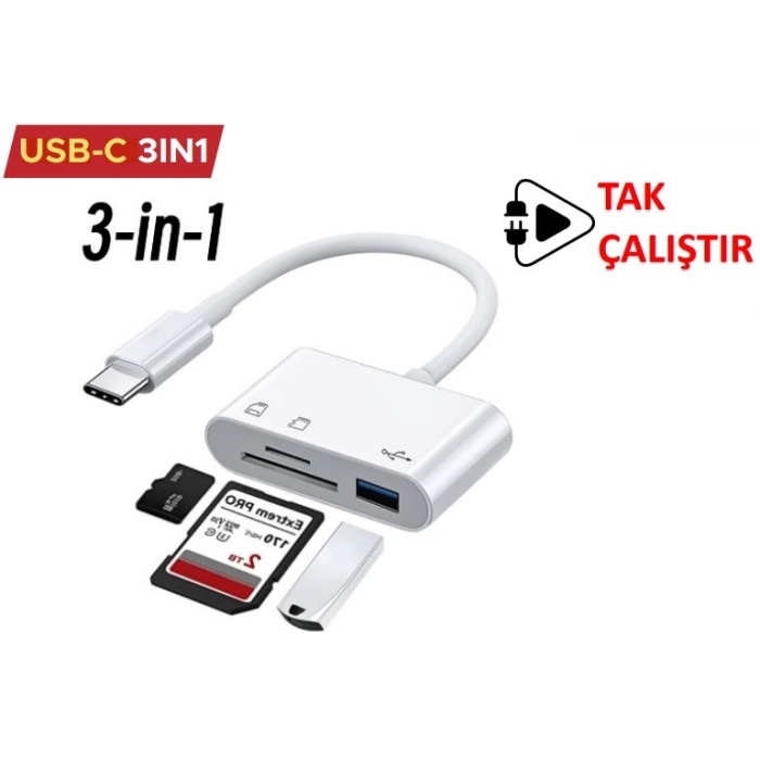 Concord USBC3IN1 USB-C  TO USB 3.0 SD TF OTG Dönüştürücü