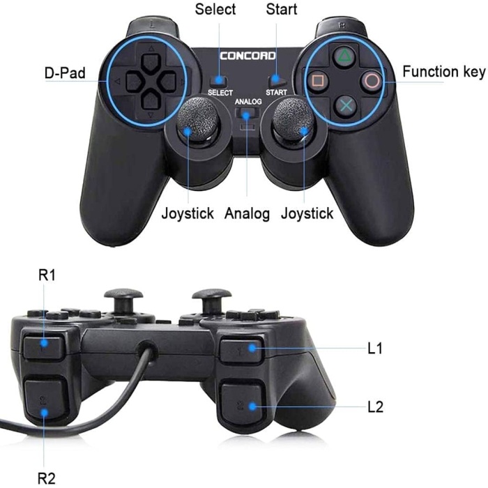 Concord C-850 Titreşimli USB Kablolu Joystick Gamepad Oyun Kolu Bilgisayar Masaüstü Laptop Uyumlu