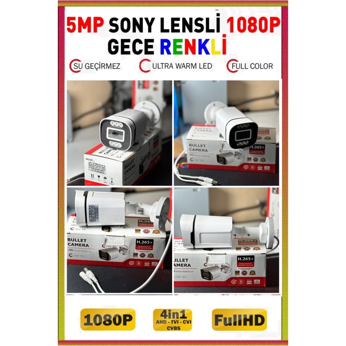 4 Kameralı 4K3060H 250GB Gece Renkli 5MP Lens HD Güvenlik Kamera Sistemi XMeye Cepten izle