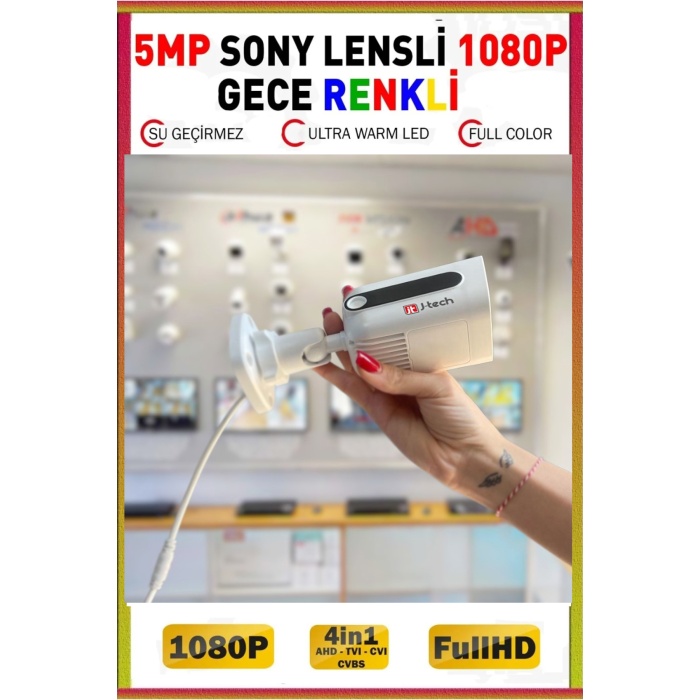 4 Kameralı 4K3010H 250GB Gece Renkli 5MP Lens HD Güvenlik Kamera Sistemi XMeye Cepten izle